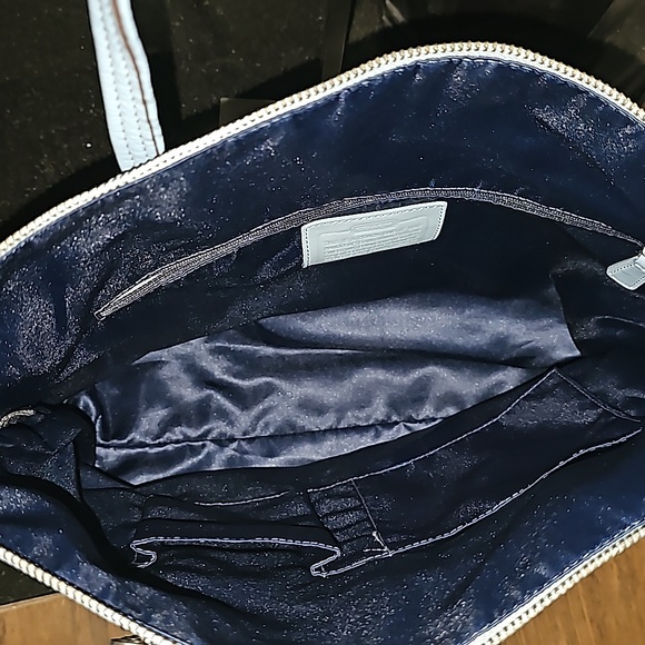 COACH Signature  Collect Leather Canvas Shoulder Bag Carolina Blue - Picture 6 of 7